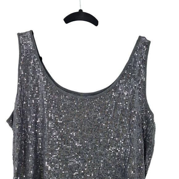 Lane Bryant Gray Sequin Scoop Neck Tank Top Plus Size 18/20 Party Night Out Glam - Picture 5 of 9
